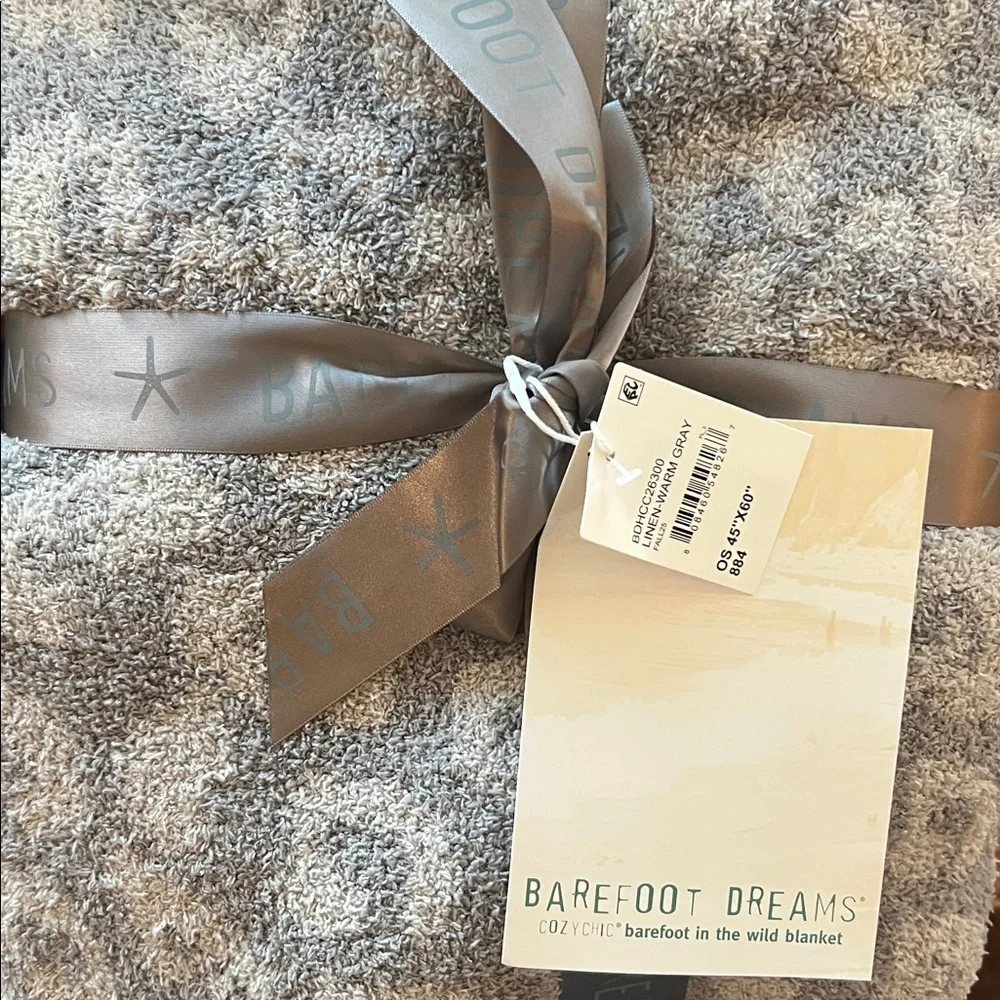 Barefoot Dreams CozyChic Leopard Print Throw Blanket Linen & Warm Grey::NWT::
